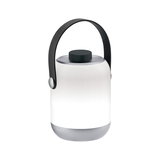 Moderne draagbare LED-lamp wit met grijze voet en zwarte handgreep voor sfeerverlichting