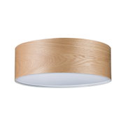 Round ceiling light with light wood finish and white diffuser for modern home lighting