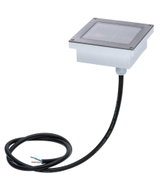 Quadratischer LED-Bodeneinbaustrahler aus Edelstahl mit schwarzem Kabel für Außenbeleuchtung