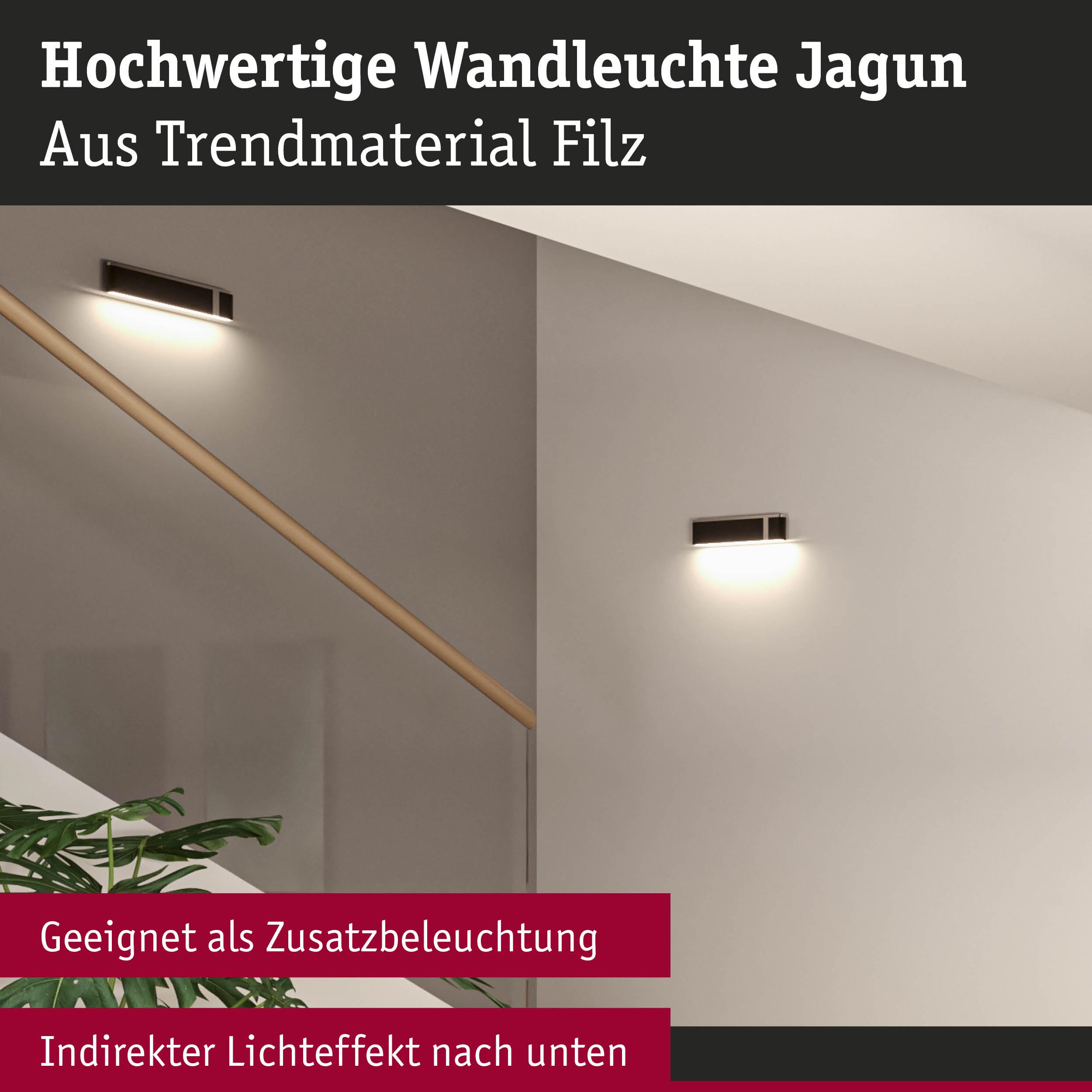 Moderne Wandleuchte Jagun aus Filz in Schwarz mit indirektem Licht nach unten als Zusatzbeleuchtung