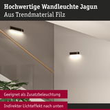 Moderne Wandleuchte Jagun aus Filz in Schwarz mit indirektem Licht nach unten als Zusatzbeleuchtung