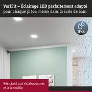 Éclairage LED VariFit avec indice IP44, résistant aux éclaboussures et à la rouille, idéal pour salle de bain