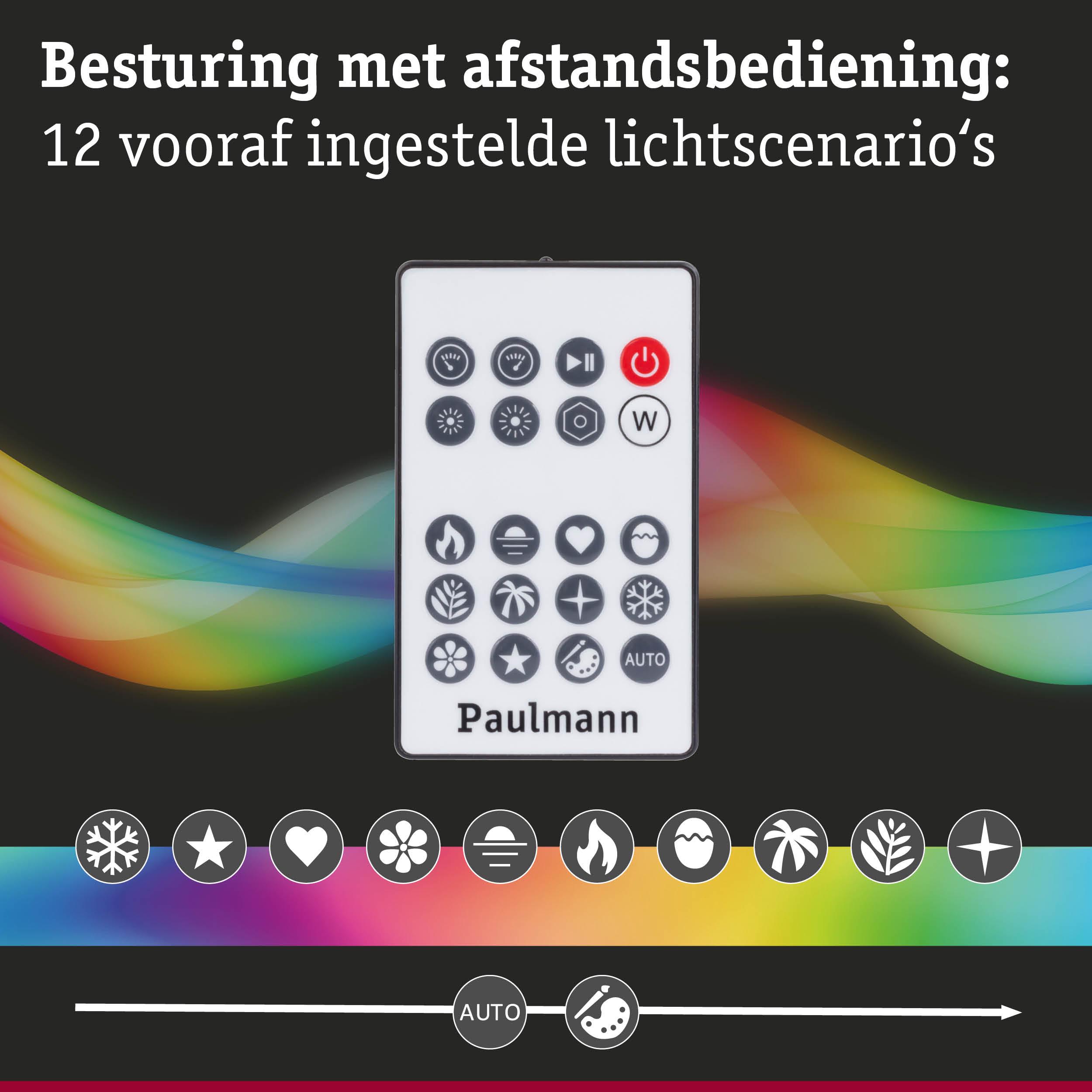 Witte Paulmann afstandsbediening met 12 vooraf ingestelde lichtscenario’s en kleurregeling voor LED-verlichting