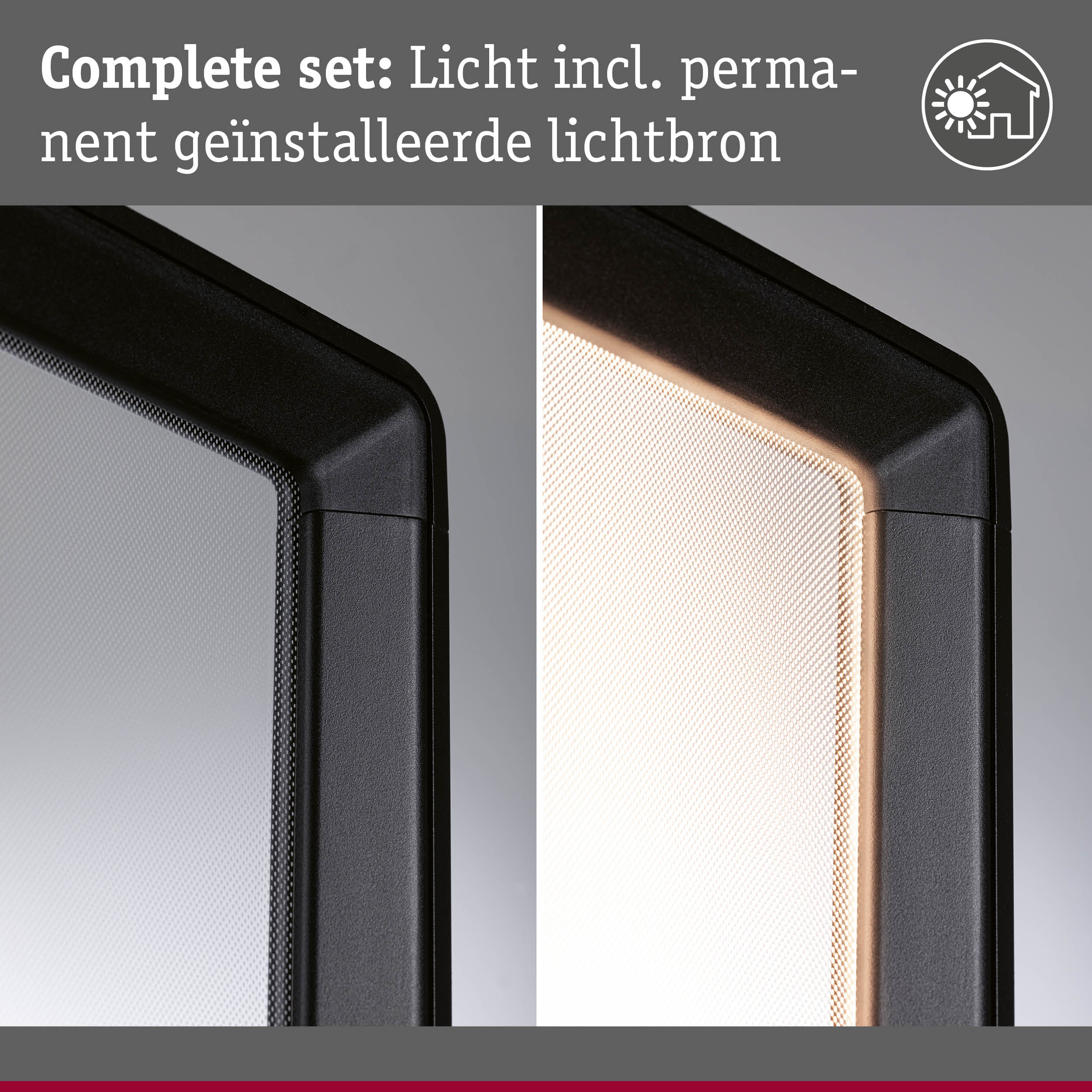 Zwart LED-frame met ingebouwde lichtbron, modern ontwerp voor binnenverlichting