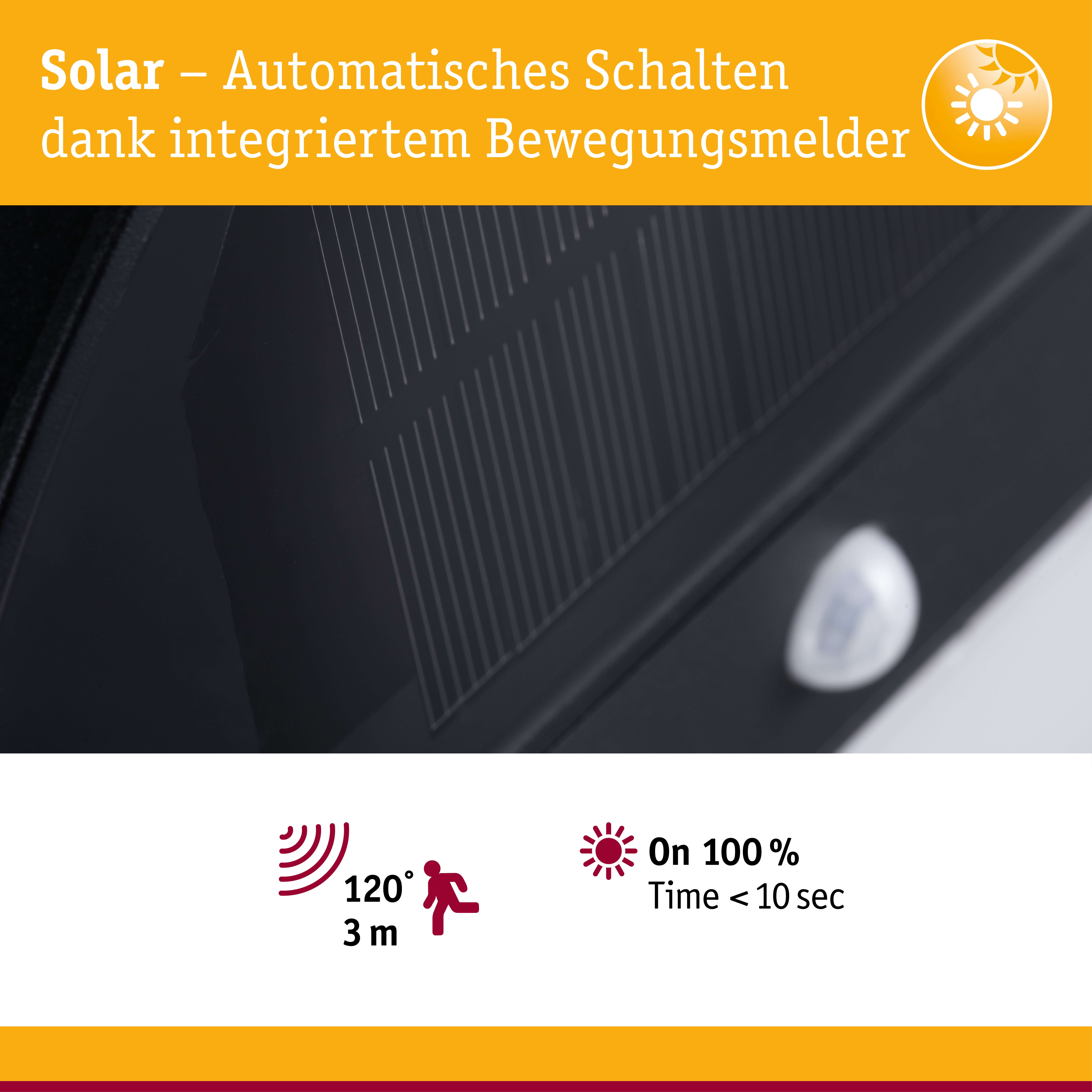 Solar LED Außenwandleuchte Helena Bewegungsmelder IP44 3000K 56lm Anthrazit