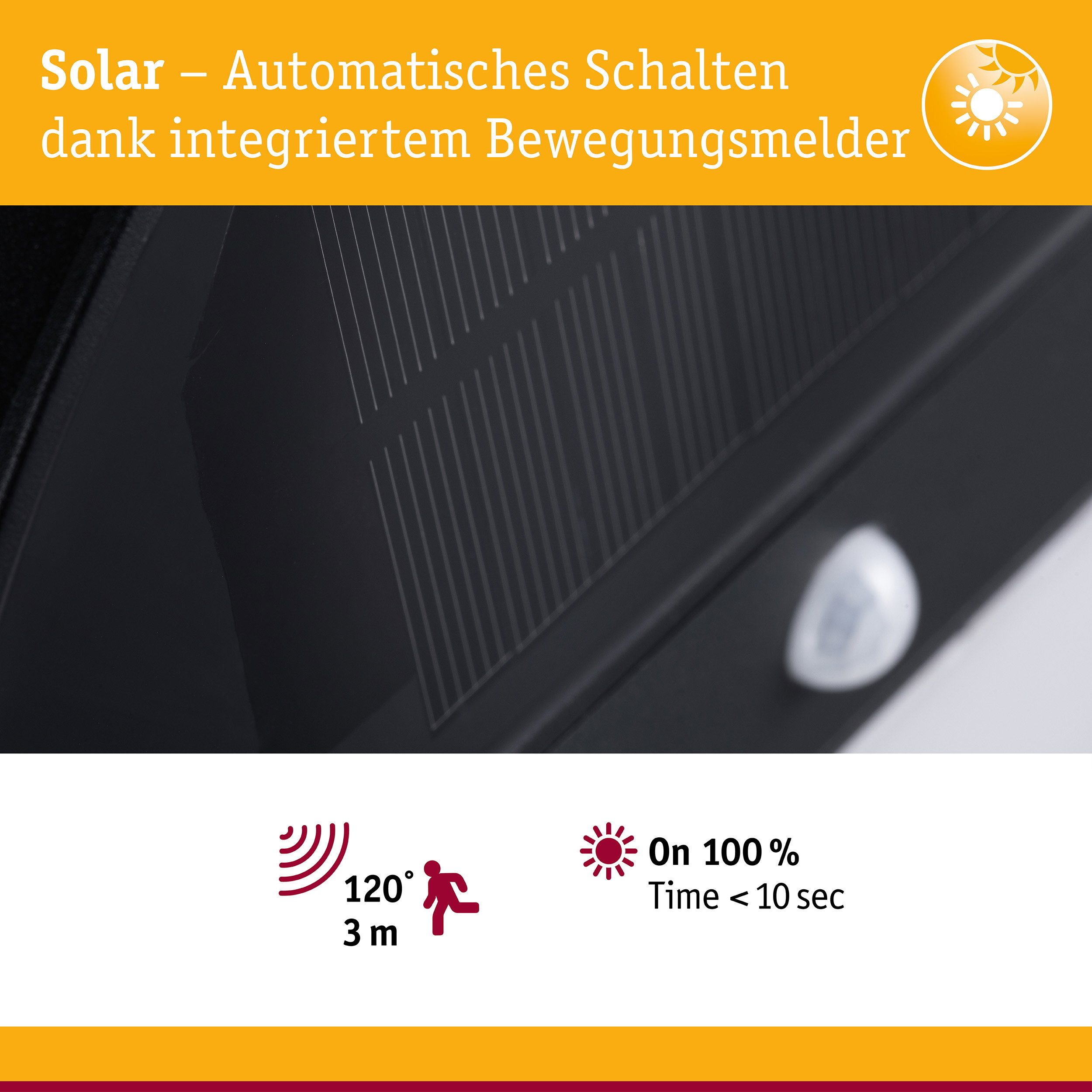 Solar LED Außenwandleuchte Helena Bewegungsmelder IP44 3000K 56lm Anthrazit