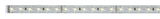 LED strip with warm white LEDs on silver circuit board for flexible lighting solutions