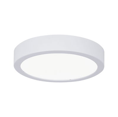 Round white metal LED ceiling light with diffuser cover for modern room lighting