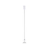 Modern white metal LED pendant light with adjustable cable for living spaces