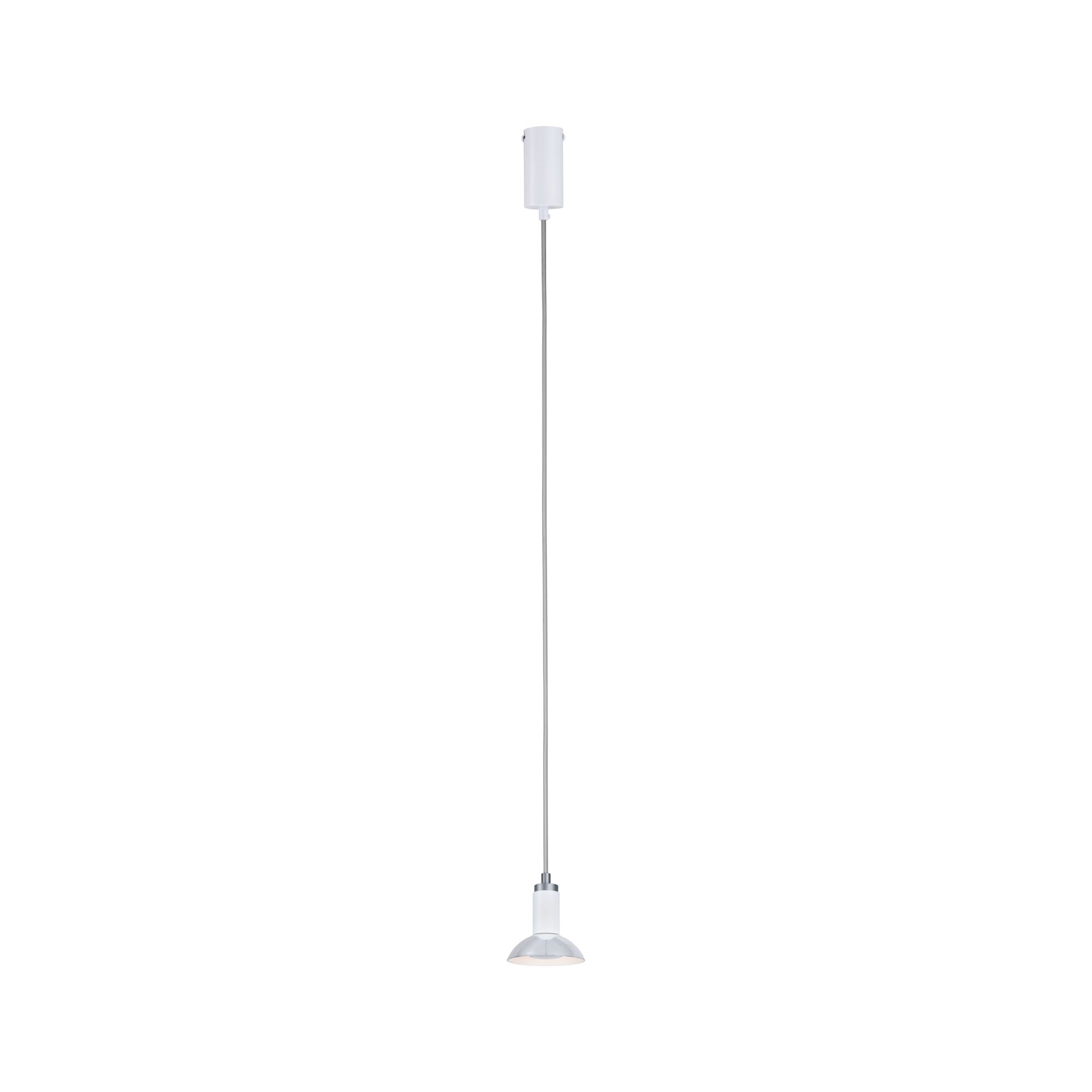 Modern pendant light in white metal with chrome lampshade for stylish interior lighting
