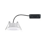 White LED recessed spotlight made of plastic with black cable and connector box for modern lighting