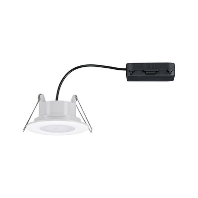 Witte LED-inbouwspot van kunststof met zwarte kabel en aansluitdoos voor moderne verlichting