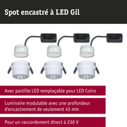 Spots encastrés LED blancs avec câblage noir et driver pour éclairage économique et modulable