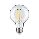 Ampoule LED classique avec verre transparent et filaments jaunes visibles pour un éclairage économique