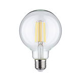 Clear LED light bulb with visible yellow filaments and E27 base for energy-efficient lighting