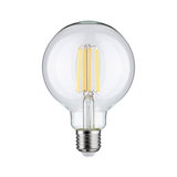 Clear LED light bulb with visible yellow filaments and E27 base for energy-efficient lighting
