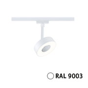 Moderner weißer LED-Strahler aus Metall mit runder Leuchtfläche für Schienensysteme