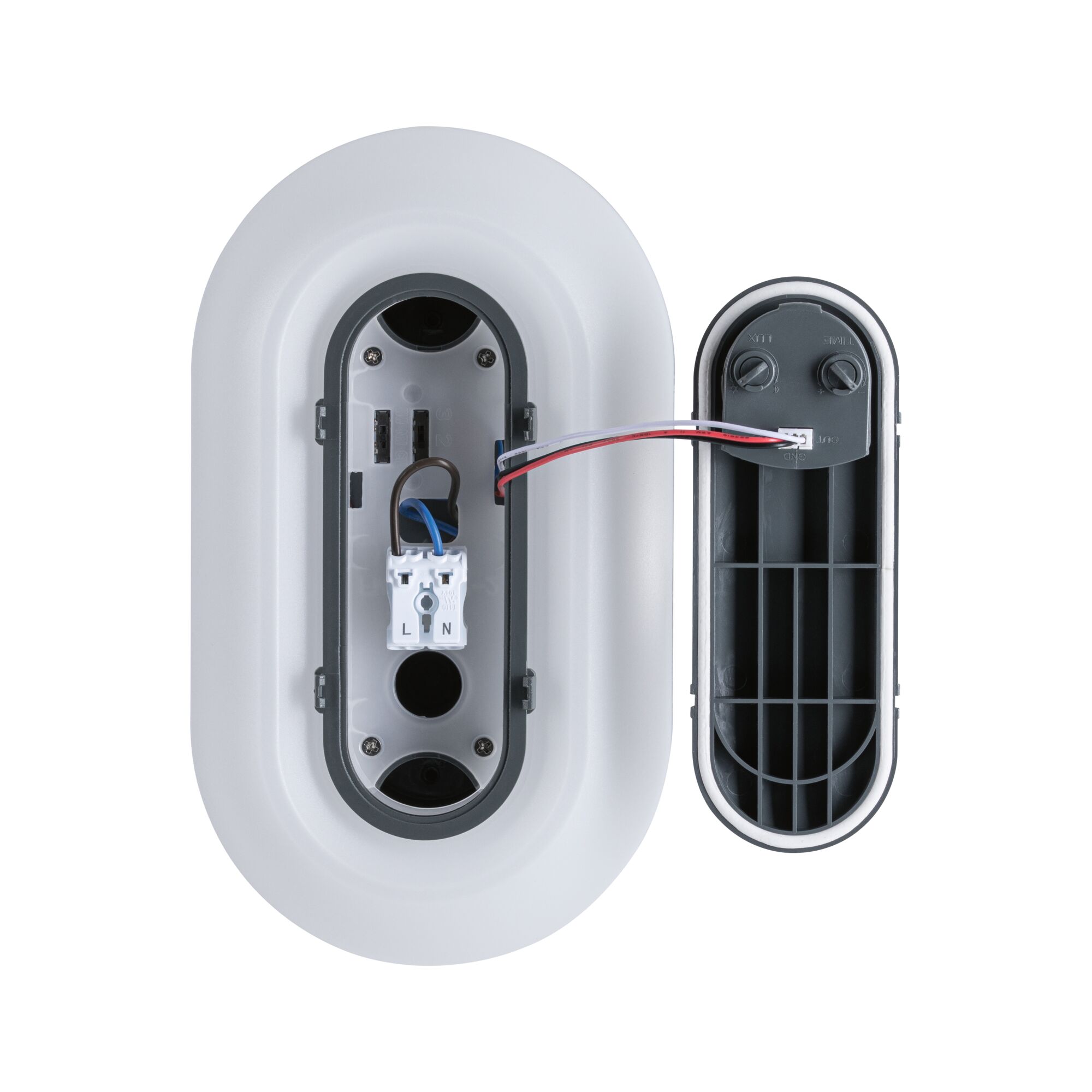 LED-wandarmatuur voor buiten Elunor incl. bewegingsmelder IP65 langwerpig 122x212mm 2200 - 4000K 18,5W 1445lm 230V Antraciet/Wit Polycarbonaat
