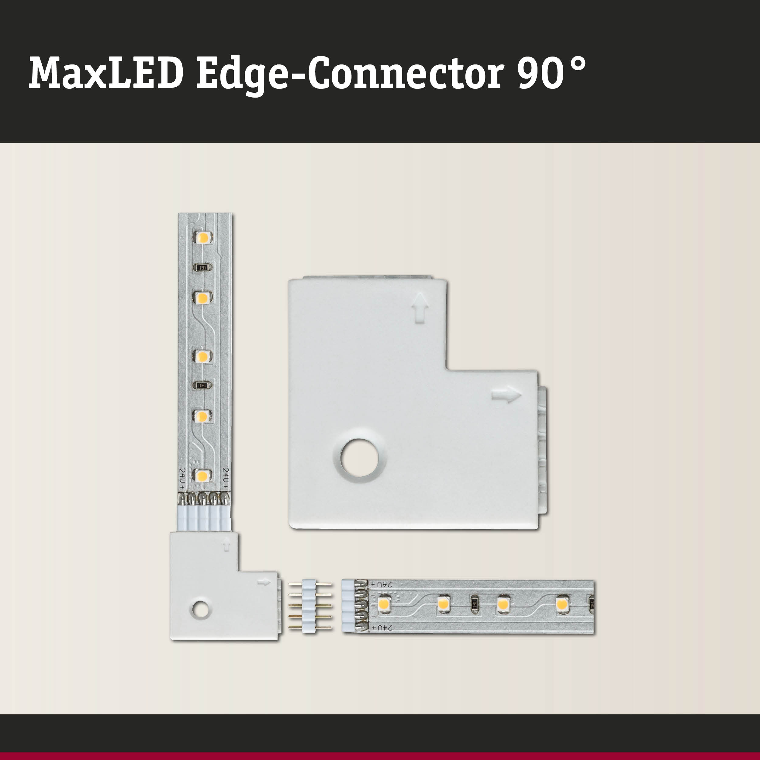 MaxLED Edge-Connector 90° in Weiß für LED-Streifen, praktischer LED-Verbindungsschalter