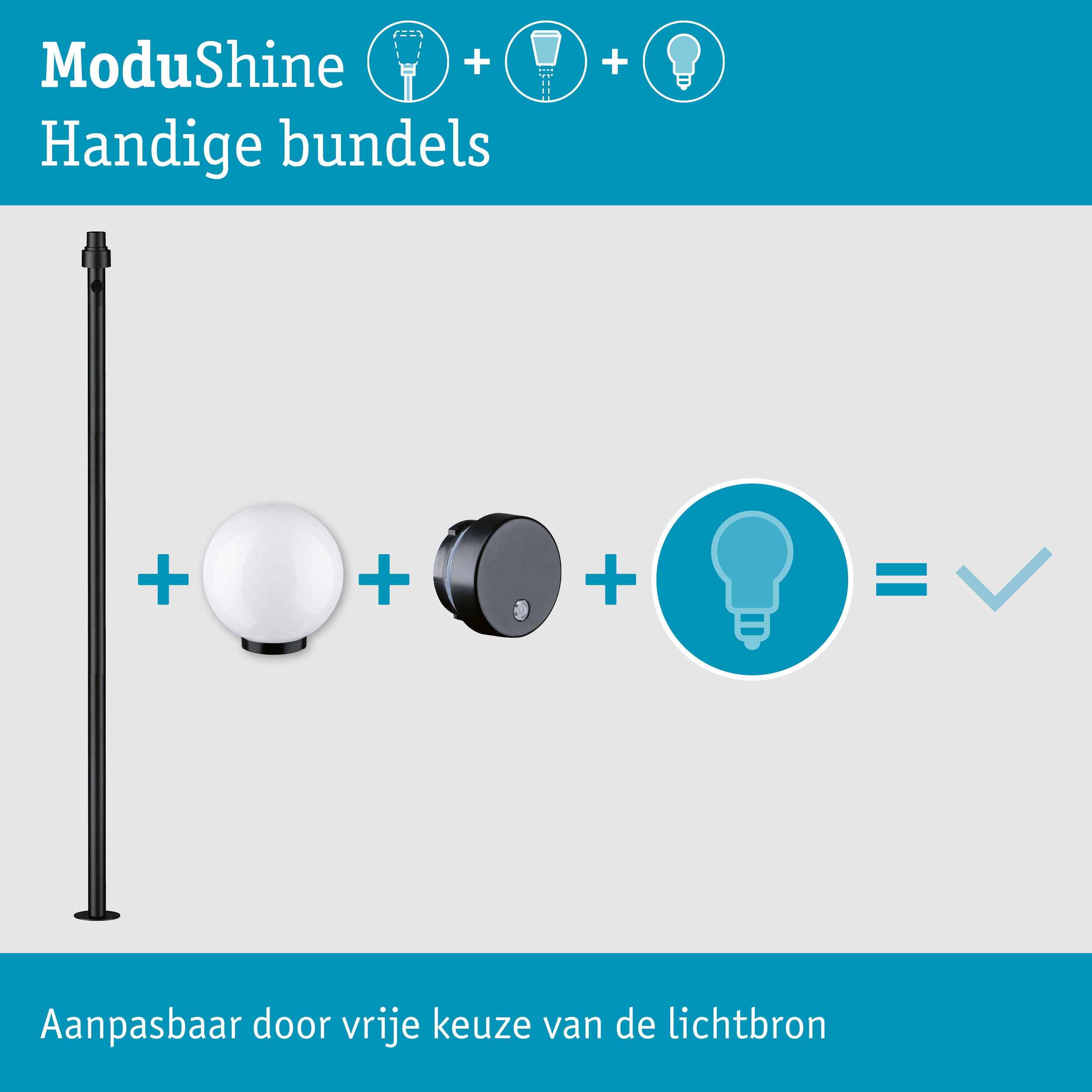 Set ModuShine Paaltje Taleno hoog met sensor Antraciet