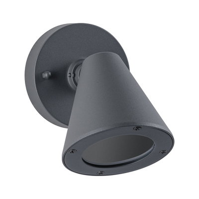 Grey aluminium wall light with conical shape for modern LED indoor lighting solutions