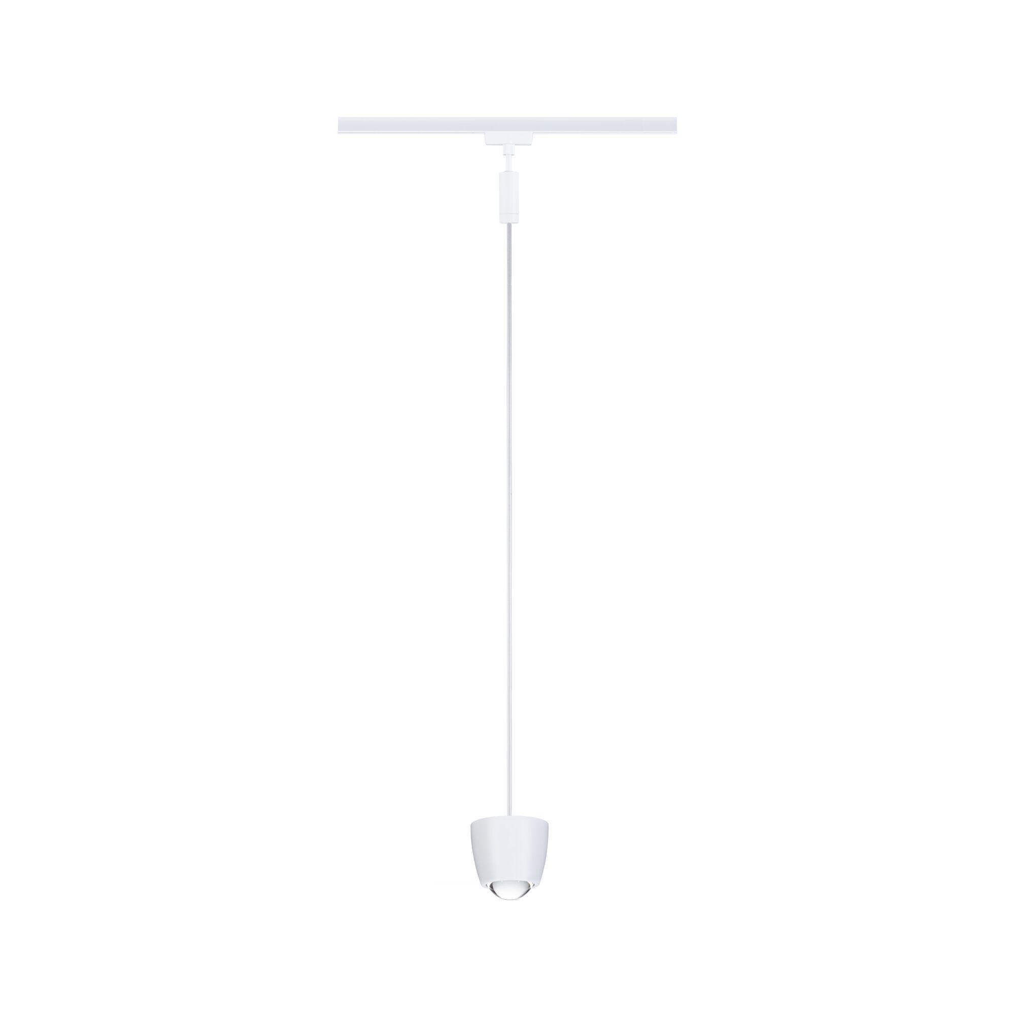 Modern white metal LED pendant light with adjustable spotlight for versatile lighting solutions