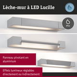 Lèche-mur LED Lucille en aluminium gris avec panneau pivotant et effets lumineux réglables