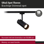 Zwarte metalen URail Spot Theron met geheugenfunctie en duurzame LED-verlichting voor rails