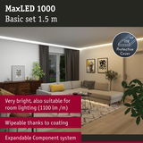 MaxLED 1000 1.5m LED strip with protective coating for bright and wipeable room lighting