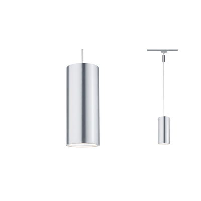 Moderner zylindrischer Aluminium-Pendelleuchter in Silber für stilvolle Innenbeleuchtung