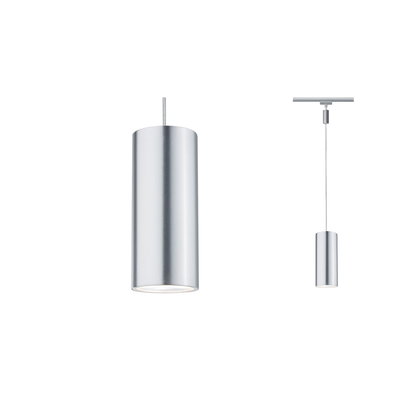 Moderner zylindrischer Aluminium-Pendelleuchter in Silber für stilvolle Innenbeleuchtung