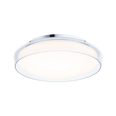 Round ceiling light with chrome and white acrylic glass featuring LED technology for modern lighting