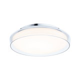 Ronde plafondlamp van chroom en wit acrylglas met LED-techniek voor moderne verlichting