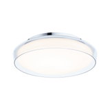 Plafonnier rond en chrome et verre acrylique blanc avec technologie LED pour un éclairage moderne