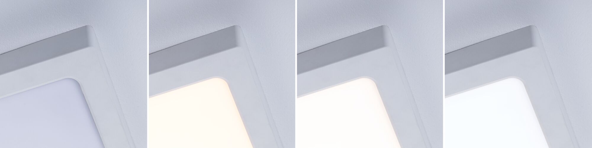 White square LED ceiling light with adjustable colour temperature for modern room lighting