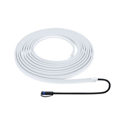 White LED light strip with black connector cable, flexible indoor lighting tape