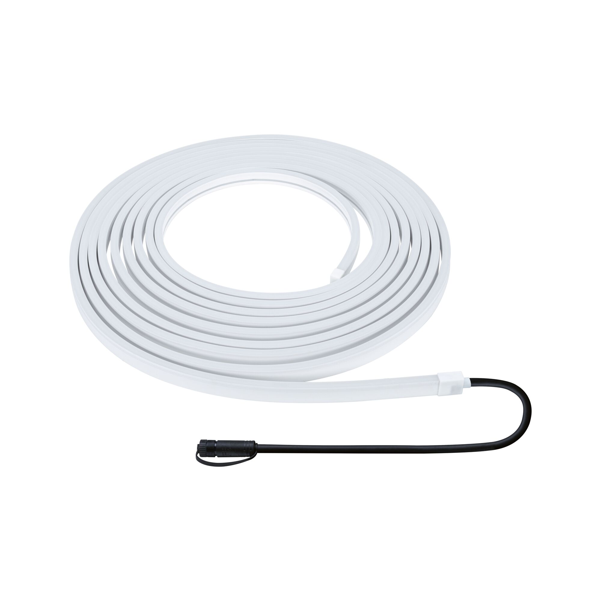Witte flexibele LED-lichtstrip met zwarte aansluitkabel voor binnenverlichting