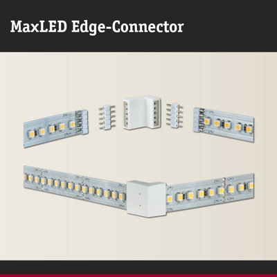 MaxLED Edge-Connector aus weißem Kunststoff für LED-Streifen-Verbindung und Beleuchtungssysteme