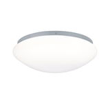 Ronde plafondlamp met wit glas en grijze metalen rand voor moderne verlichting