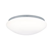 Round ceiling light with white glass and grey metal frame for modern home lighting