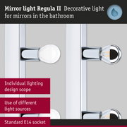 Mirror light Regula II with chrome mount and E14 socket for bathroom lighting