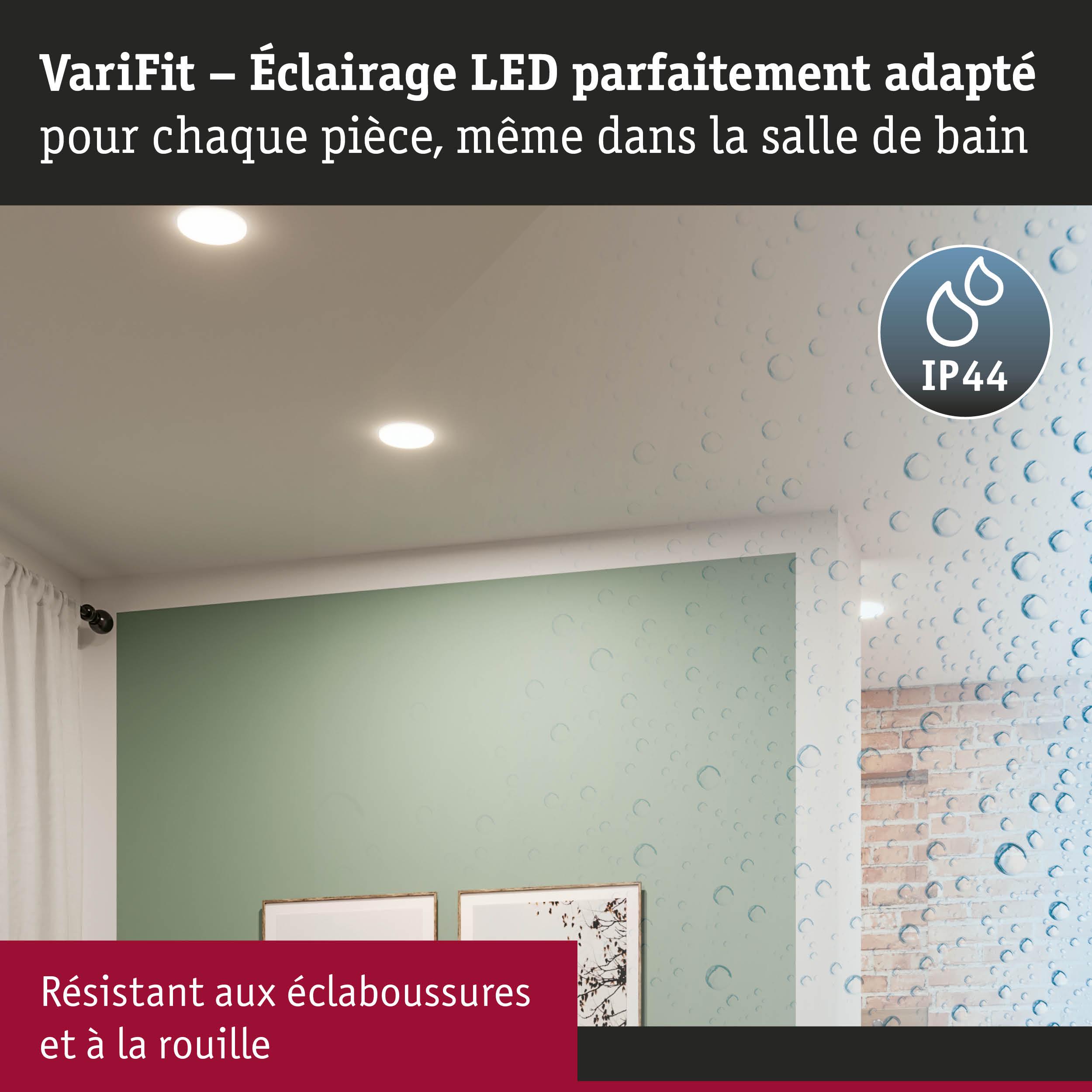 Éclairage LED encastré avec indice IP44, résistant aux éclaboussures et à la rouille pour salle de bain