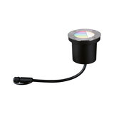 Spot encastré au sol LED rond en métal noir avec cadre en acier inoxydable et câble