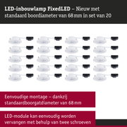 Witte FixedLED inbouw LED-lampen met 68 mm boorgatdiameter, set van 20 voor eenvoudige montage