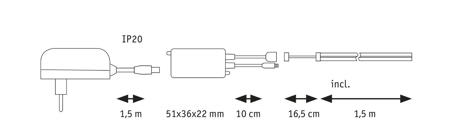SimpLED Strip LED Full-Line COB Kit complet 1,5m 12W 330lm/m 840 LEDs/m RGB 24VA