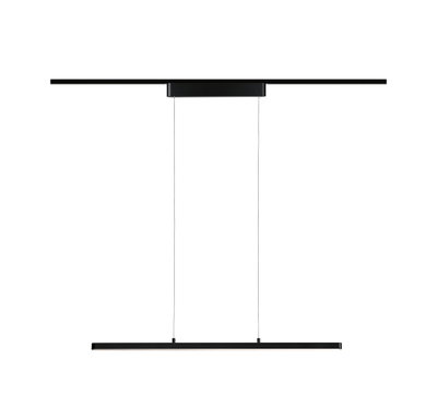 Zwarte metalen LED-hanglamp met slank ontwerp en dimbare verlichting voor moderne interieurs