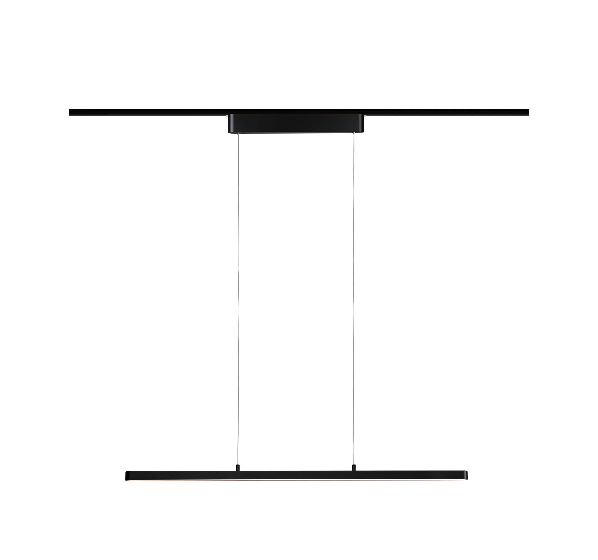 Schwarze LED-Pendelleuchte aus Metall mit schlankem Design für moderne Innenräume