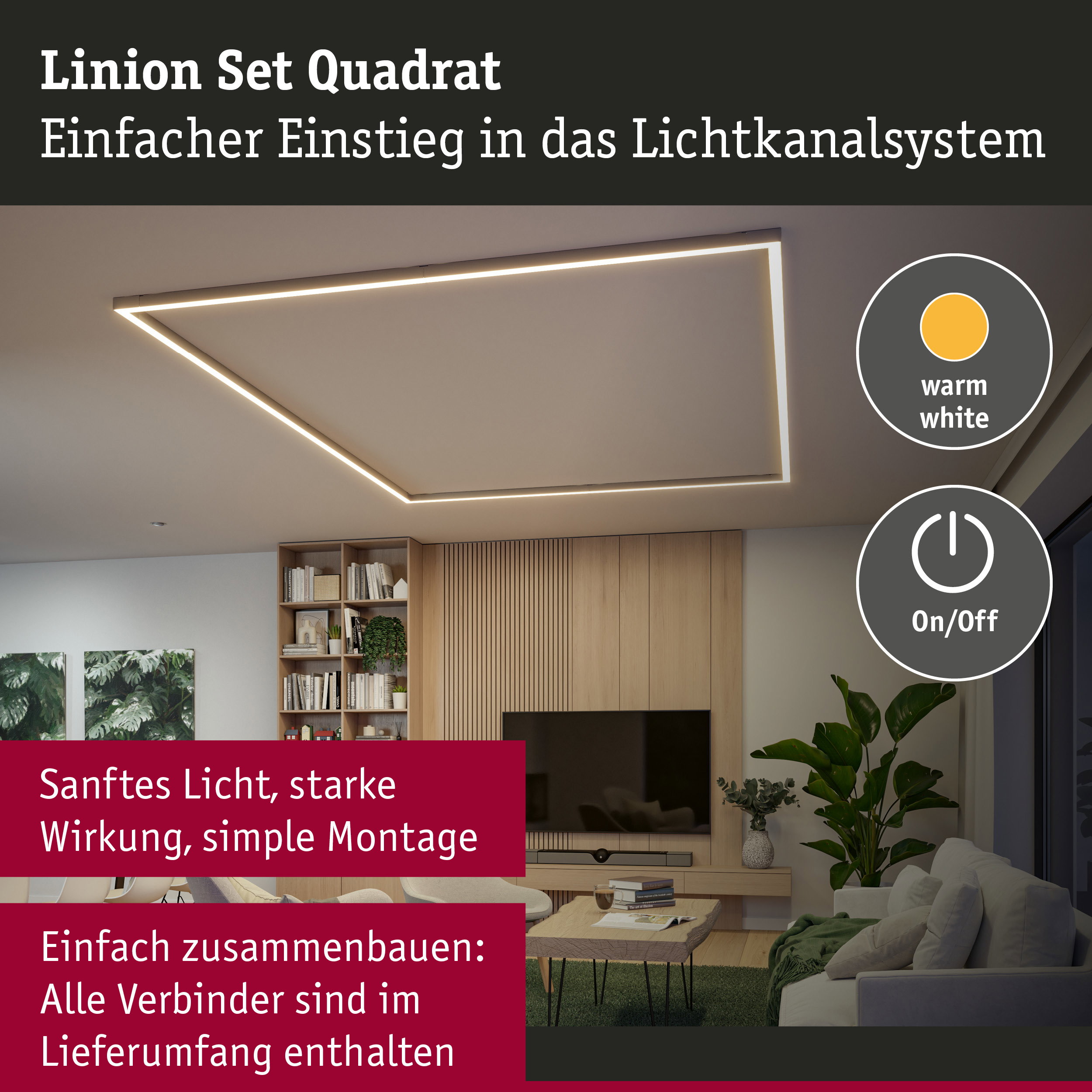 Linion Lichtkanal Quader Komplettset 230/24V W 3000K Chrom matt