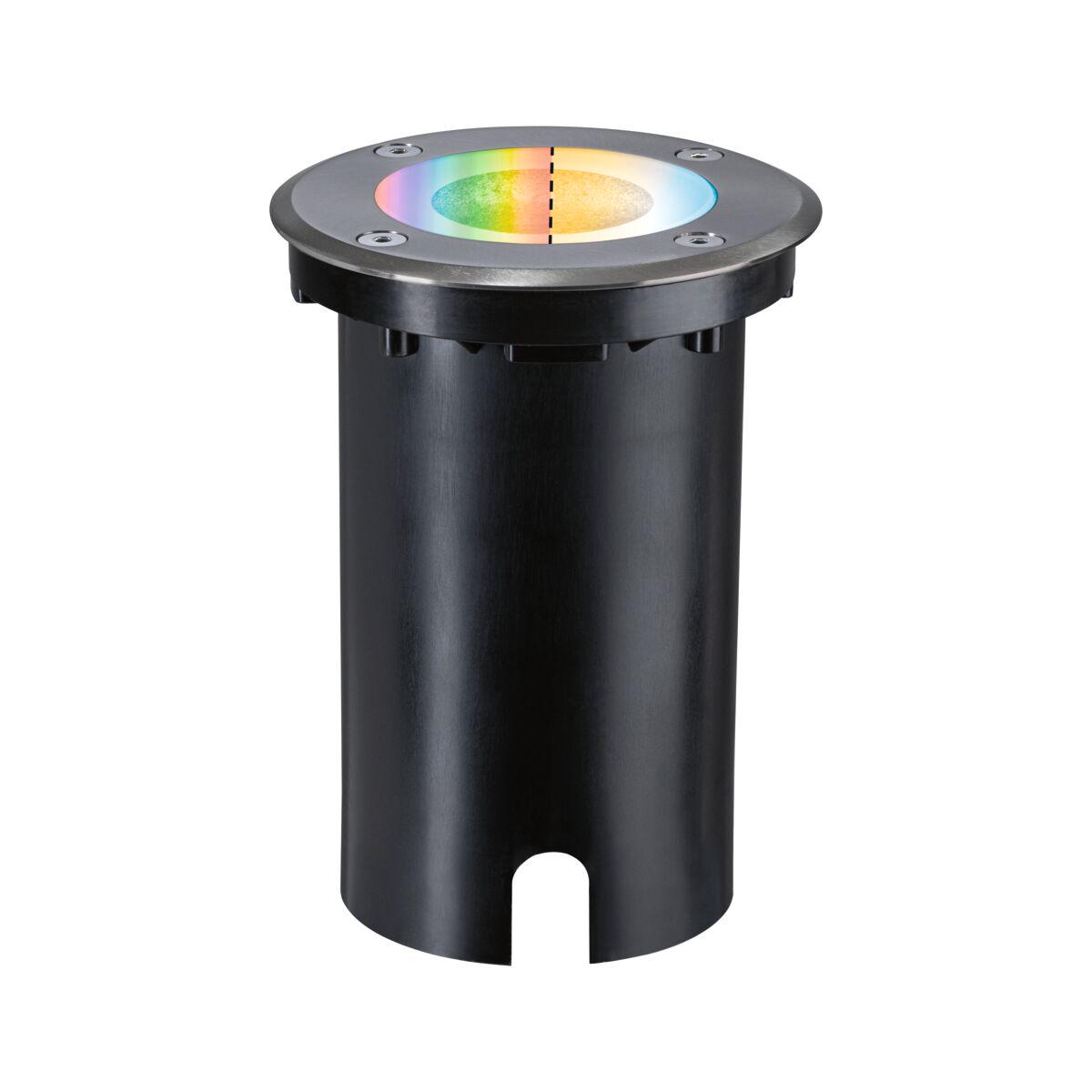 Black metal recessed outdoor light with RGB color change for garden lighting