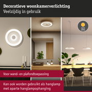 Decoratieve witte LED-plafondlamp met warm wit licht, veelzijdig als wand- en hanglamp te gebruiken